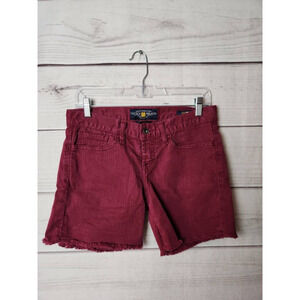 Lucky Brand Womens Abbey Jean Cut Off Shorts Red‎ Stretch Pockets Frayed 0/25